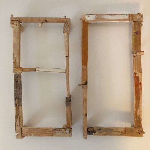8 L.A.T. Living Apart Together 37 x 18 cm each, waste wood, 2023